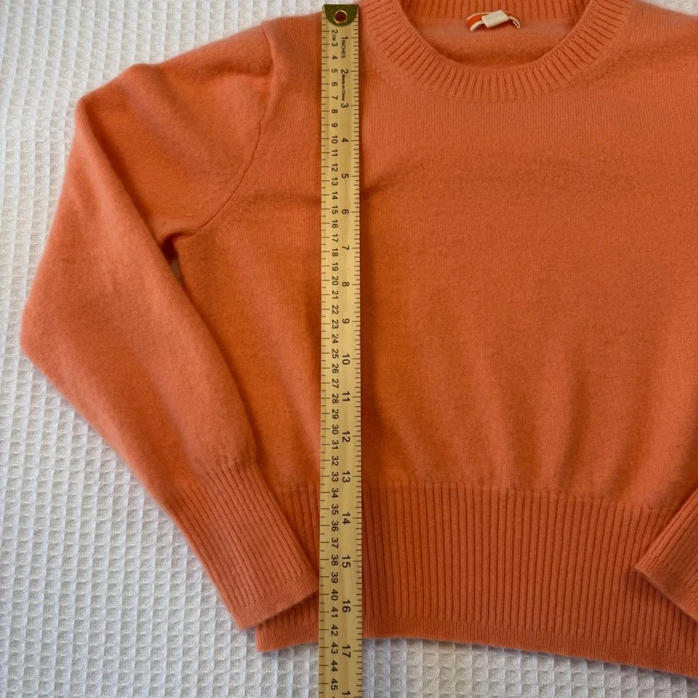 J.Crew Women's Orange 100% Cashmere Crewneck Sweater Size S Ribbed Knit